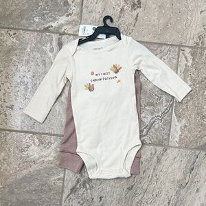 NWT Size 12M Months Carter's Beige 'My First Thanksgiving' Bodysuit Set